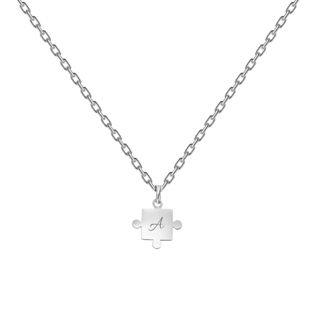 Kaklarota ar personalizētu puzles kulonu ar gravējumu sudraba