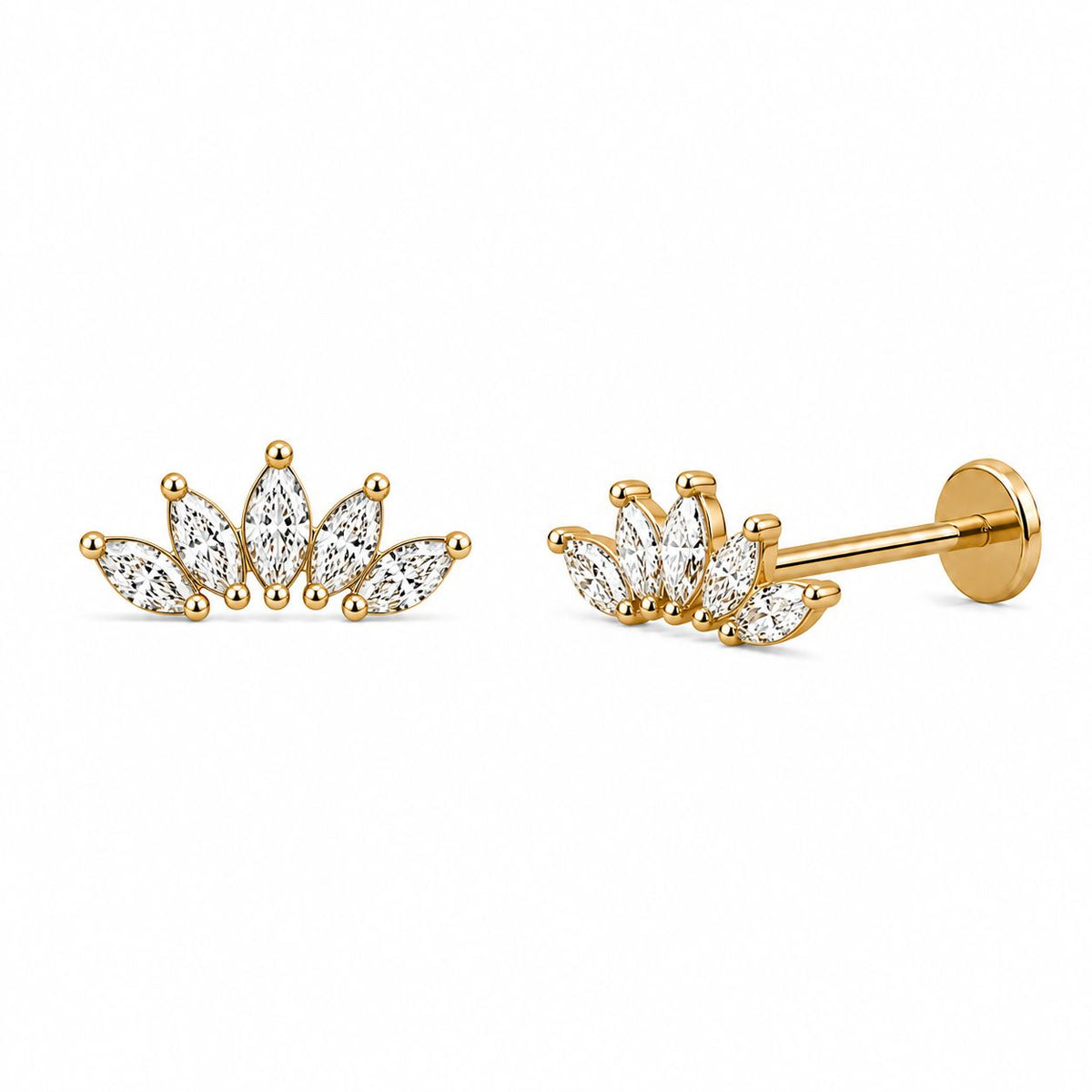 Pīrsinga auskars ar skrūvējamu plakano aizmugurīti no antialerģiska ķirurģiskā tērauda, 6mm un 8mm.