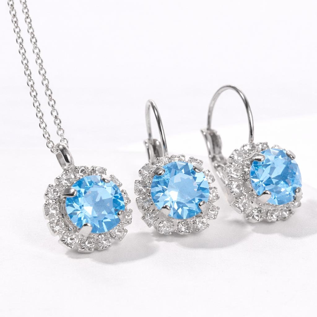auskari sudraba aquamarine antialerģiski