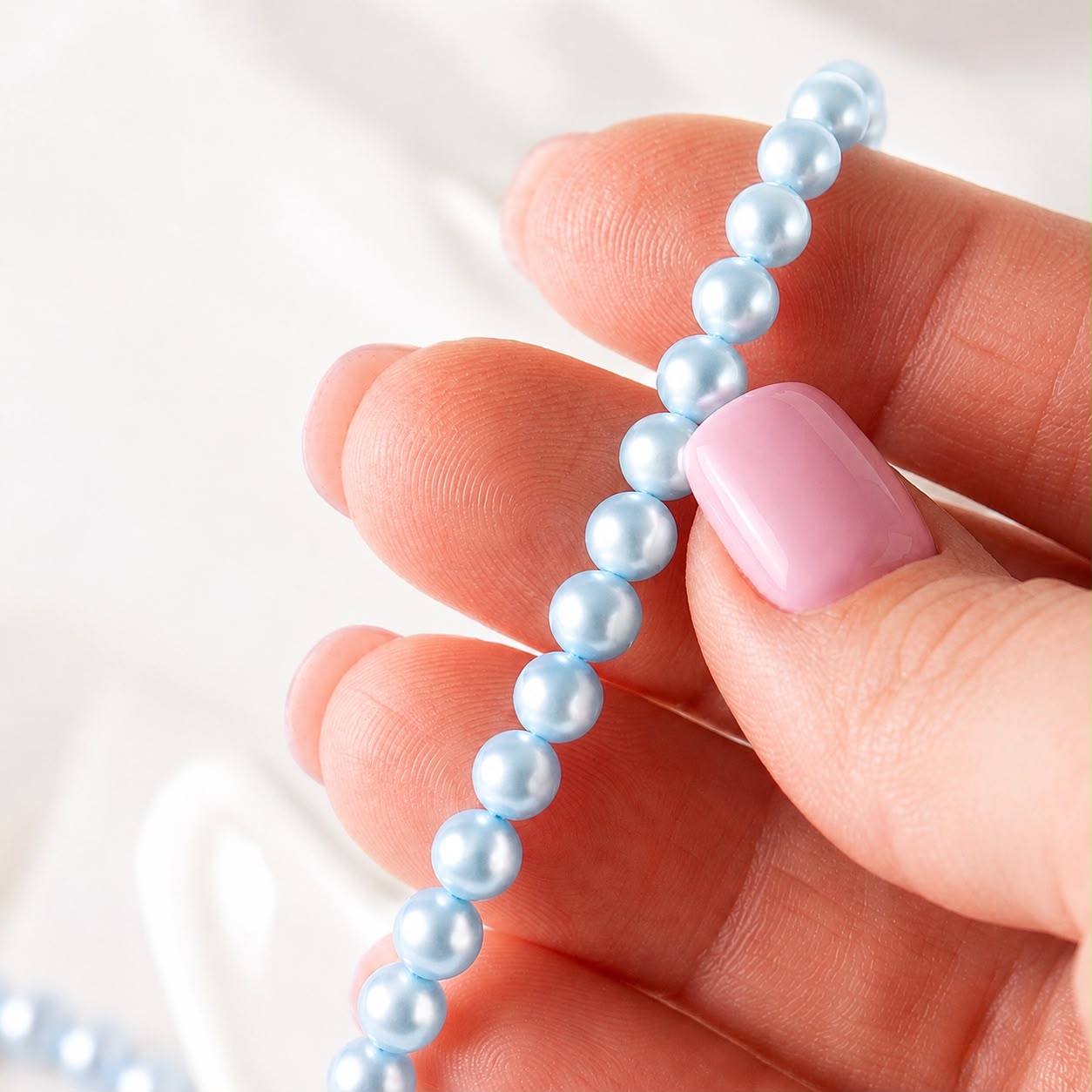 Pērļu kaklarota light blue