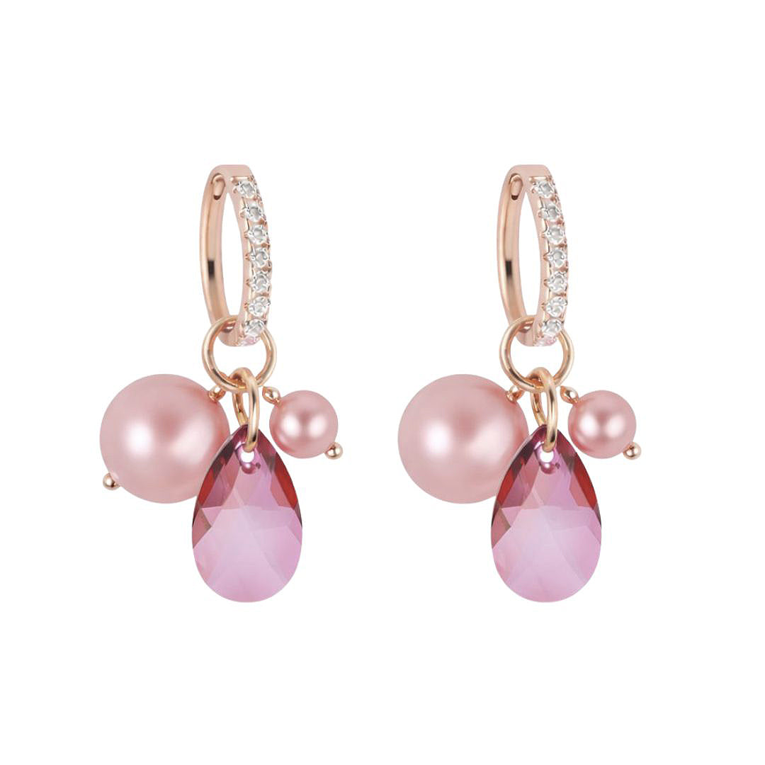 Antialerģiski auskari transformeri ar kristālu kājiņu rozā