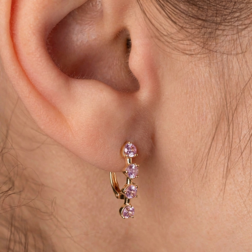 Eleganti auskari ar rozā kristāliem 'ELEVEN'