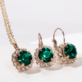 klasiskā stila rotu komplekts ar kristāliem emerald