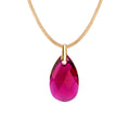 Antialerģiska apzeltīta kaklarota ar bordo kristālu lāsītes kulonu