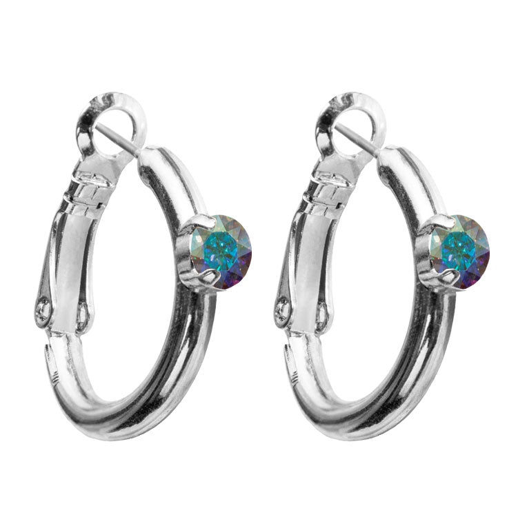 Riņķa Swarovski auskari ar zaļgani dzeltenā krāsā kristāliem