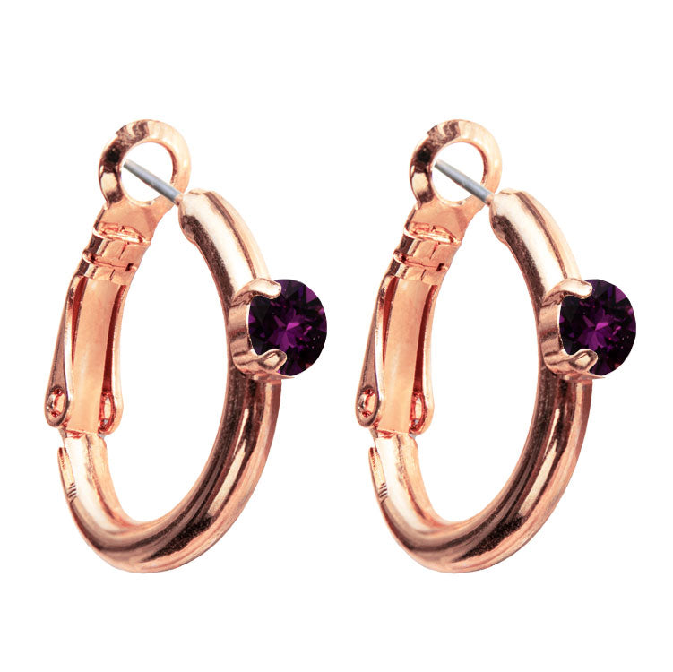 Riņķa Swarovski auskari ar ametista kristāliem