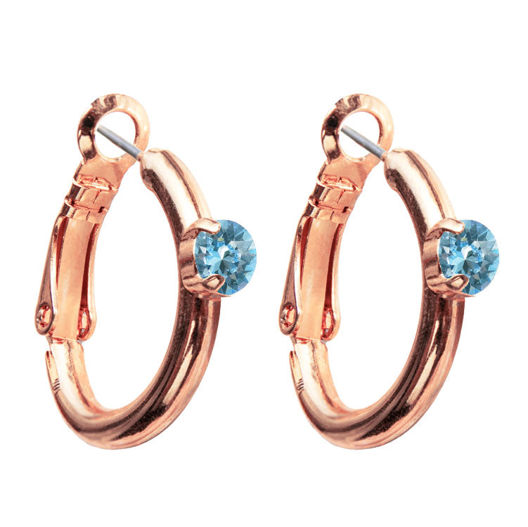 Riņķa Swarovski auskari ar akvamarīna kristāliem