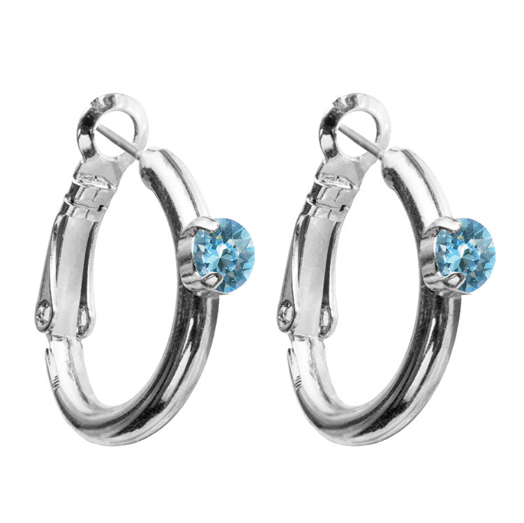 Riņķa Swarovski auskari ar akvamarīna kristāliem