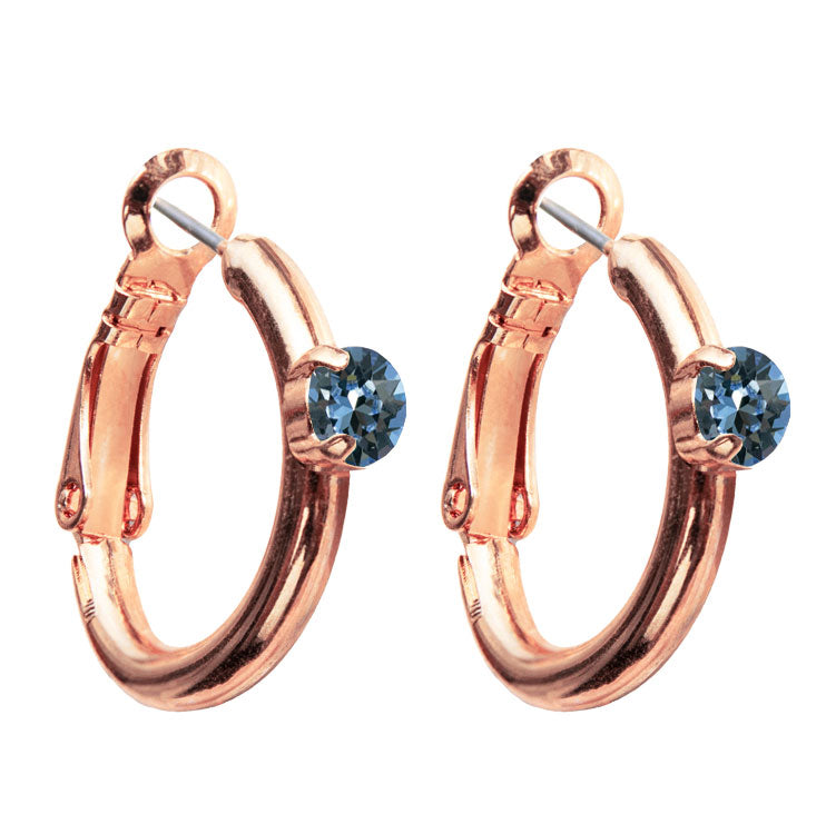 Riņķa Swarovski auskari ar zilgani pelēcīgiem  kristāliem
