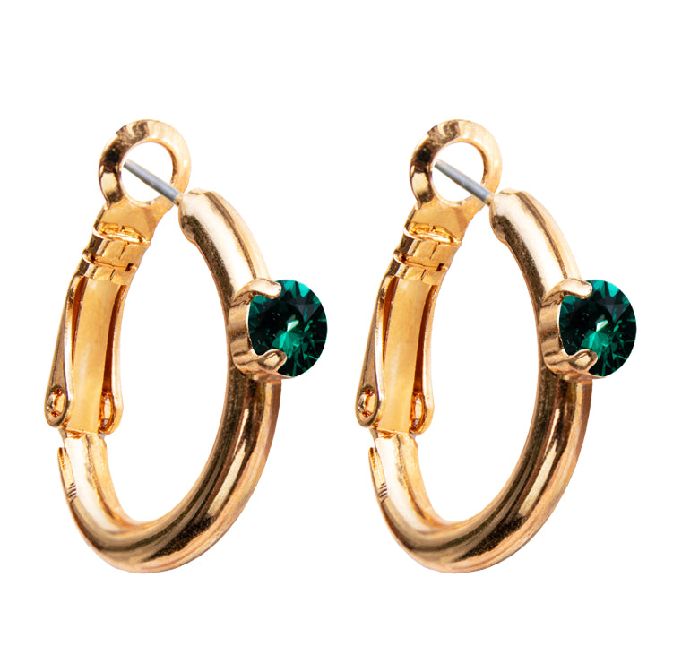 Riņķa Swarovski auskari ar emeralda kristāliem