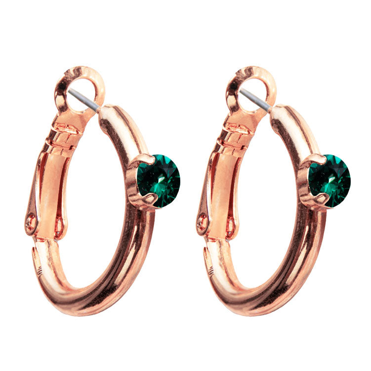Riņķa Swarovski auskari ar emeralda kristāliem