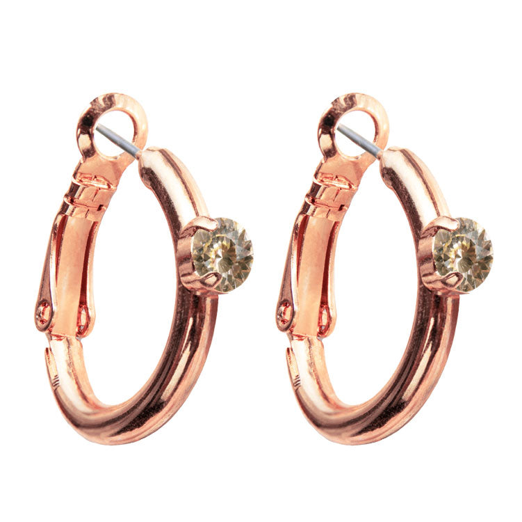 Riņķa Swarovski auskari ar krēmkrāsā kristāliem