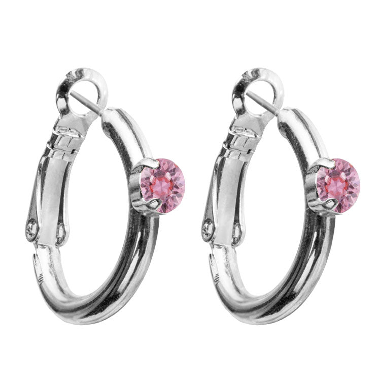Riņķa Swarovski auskari ar gaiši rozā kristāliem