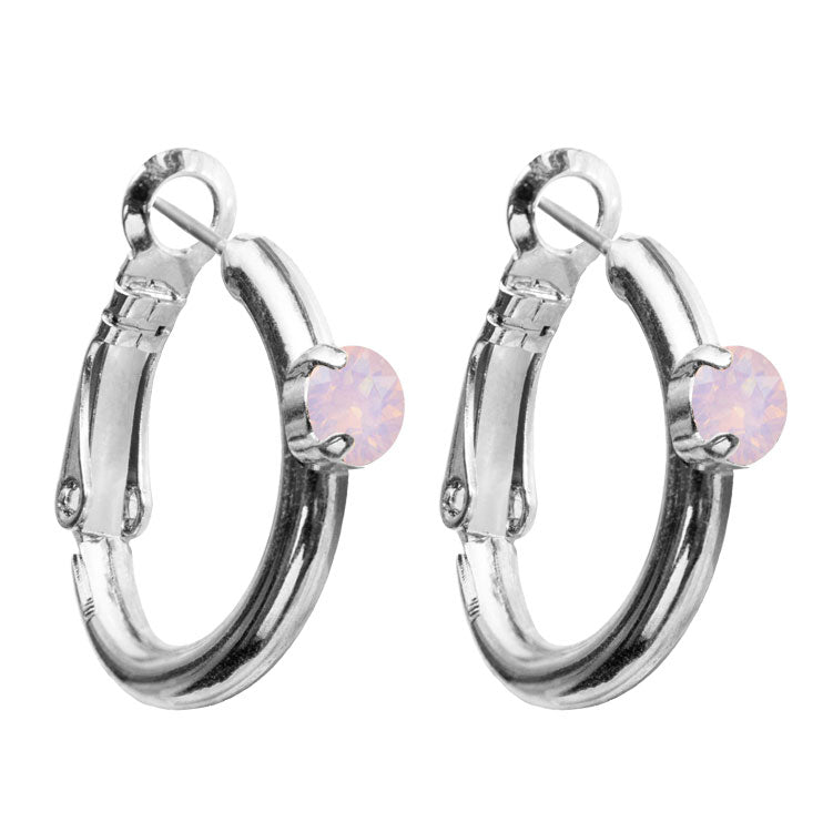 Riņķa Swarovski auskari ar rozā opāla kristāliem
