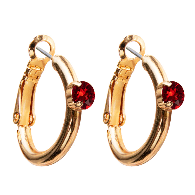 Riņķa Swarovski auskari ar siam kristāliem