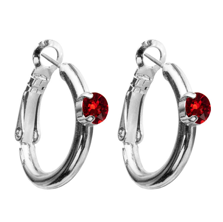 Riņķa Swarovski auskari ar siam kristāliem