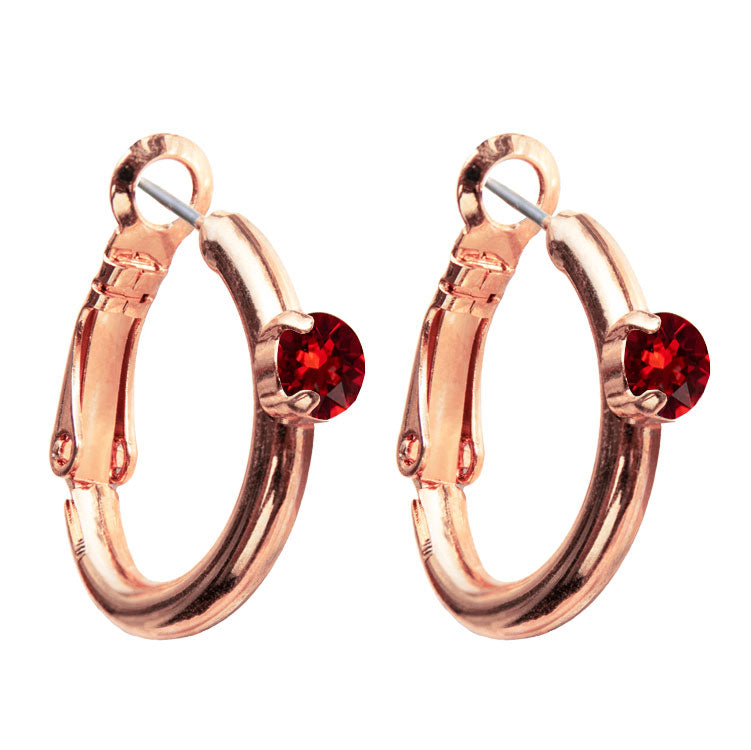 Riņķa Swarovski auskari ar siam kristāliem