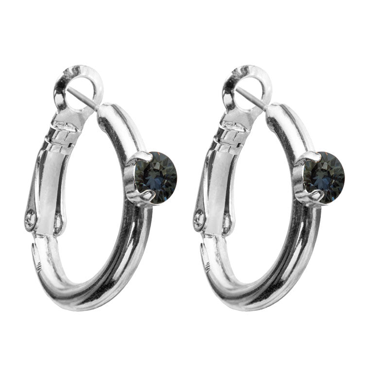 Riņķa Swarovski auskari ar sudraba nakst kristāliem