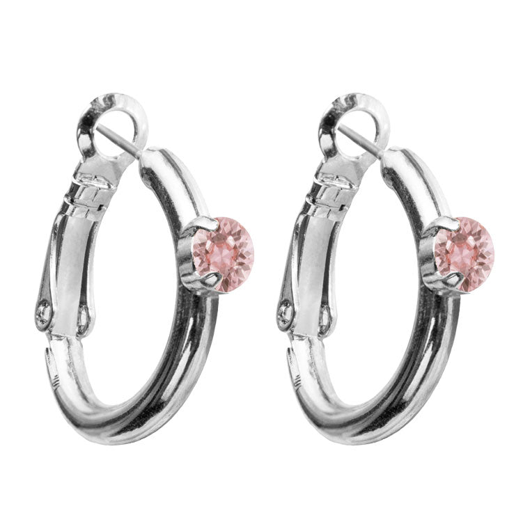 Riņķa Swarovski auskari ar vintāža rozā kristāliem